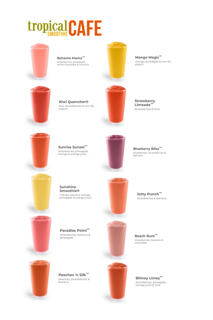 Tropical Smoothie Cafe Menu