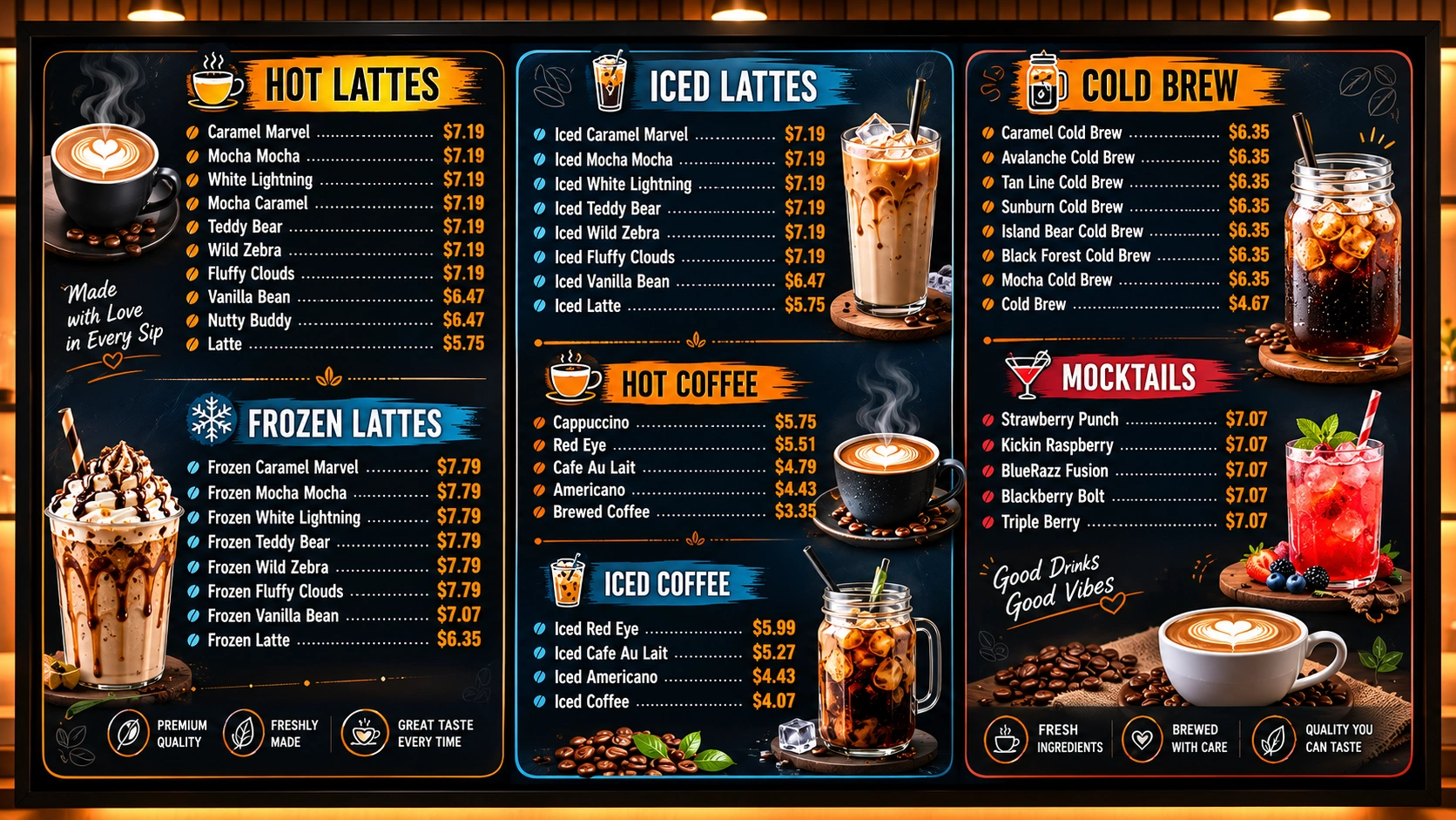 Biggby Coffee Menu Board