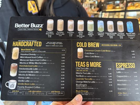 Better Buzz Coffee Menu