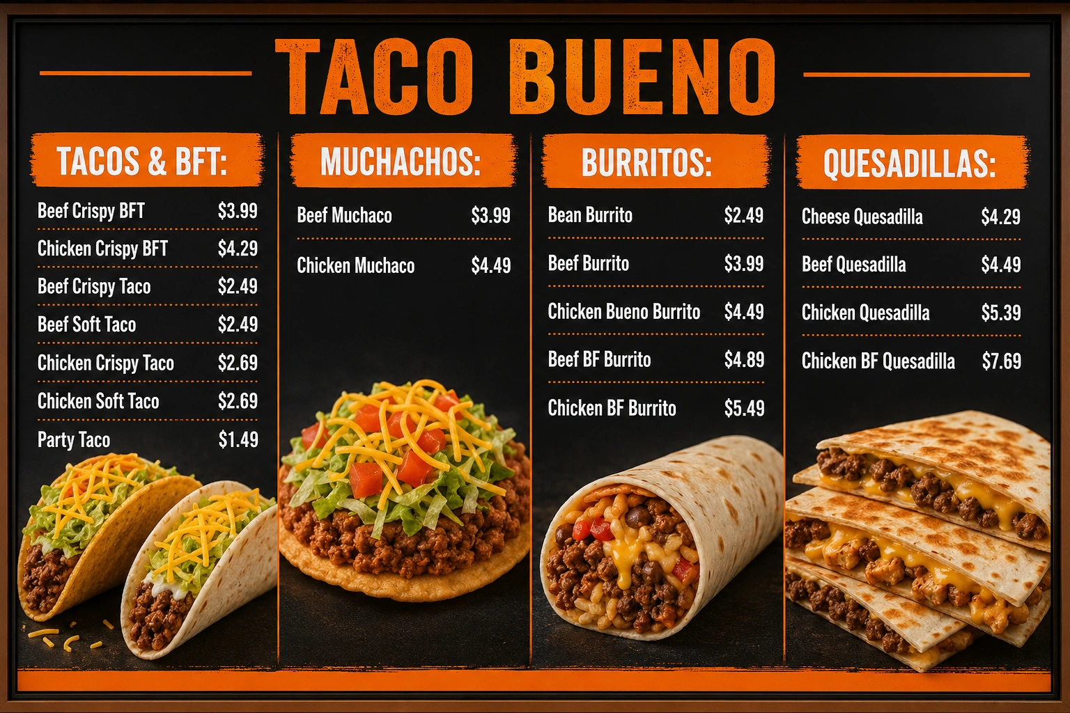 Taco Bueno Menu